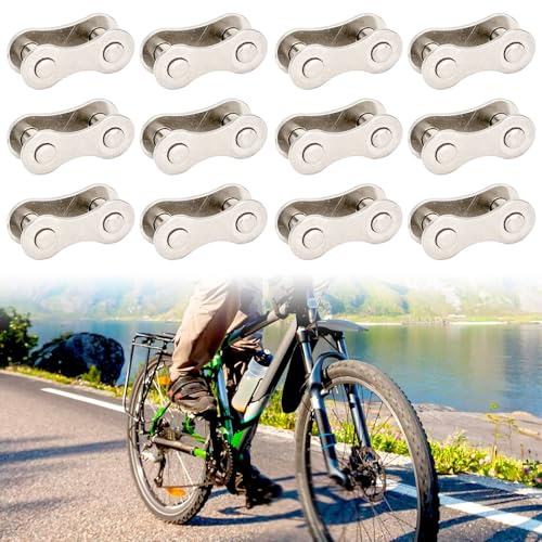 Juego de 24 eslabones maestros de cadena de bicicleta para bicicletas de una sola velocidad compatibles con bicicletas de montaña y carretera fabricados con material de acero