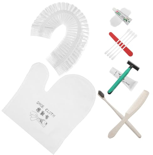 ARTIBETTER Kit Hôtelier Jetable 24 Pièces 4 Brosses à Dents Couleur Naturelle, 4 Peignes en Paille de Blé, 4 Trousses de Soin, 4 Bonnets, 4 Chiffons à Chaussures et 4 Couleur Aléatoire