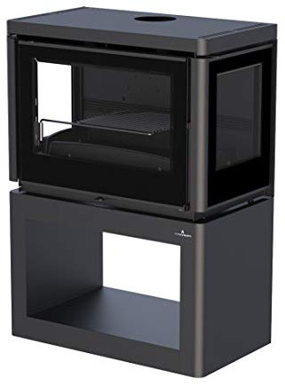 BRONPI Estufa de Leña 3 Caras Versalles Negro Madera 12 kW 75% 3,5 kg/h 300 m3 interior