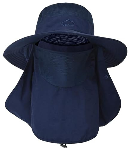 ehsbuy Sombrero de Pescador Hombre Mujeres con Cubierta Facial de ala Ancha Gorro Pescador Senderismo Sombrero para el Sol Malla Safari Jardinería Trekking Solar Cubo Sombrero Empacable