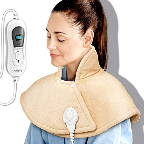 sinnlein Heizkissen elektrisch für Schulter, Nacken und Rücken | Heizcape mit 3 Temperaturstufen & Abschaltautomatik | Wärmekissen mit Abschaltautomatik und 100W