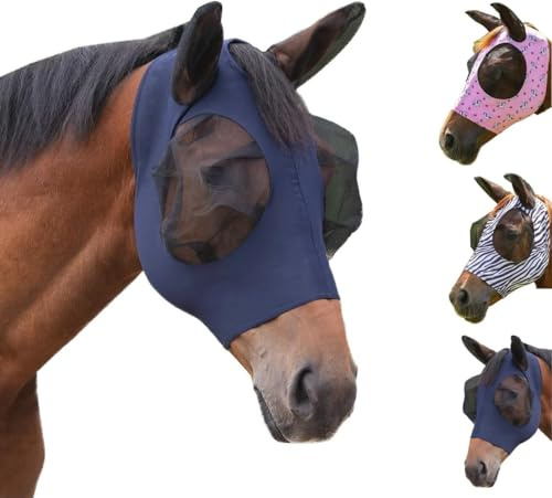 netproshop Flugemask Super Bug flughuva med öron och öppning för pannhår shetty till XL-full, storlek: XL full, färg: mörkblå