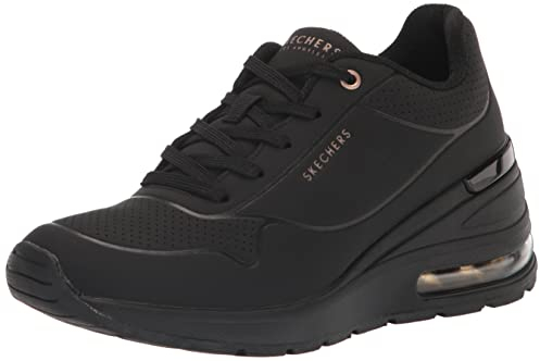 Skechers Damen Million Elevated AIR Sneakers, Black, 38.5 EU