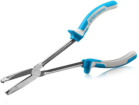 SPEEDWOX Pinza a becco piegato a lunga portata 10 pollici 90 gradi di precisione pinze fini per meccanici tecnici appaltatori strumento professionale ad alta leva antiscivolo TPR maniglia seghettata