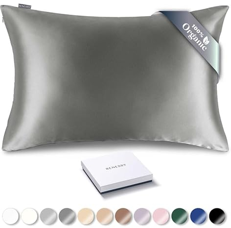 RENESSY Kissenbezug aus 100% Bio-Seide 50x70 cm - 22 Momme Maulbeerseide, Güteklasse 6A, Oeko-Tex zert. in Deutschland - Luxus für Haar und Haut, 1 Stück (Graphitgrau)