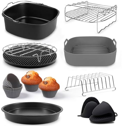Fentic Accessoires Air Fryer – 19 pièces – Convient aux friteuses à air XL et XXL, Philips, Cosori 5,5L, Ninja, Cecotec, Tefal, Princess – Avec Moule Silicone et livre de recettes électronique
