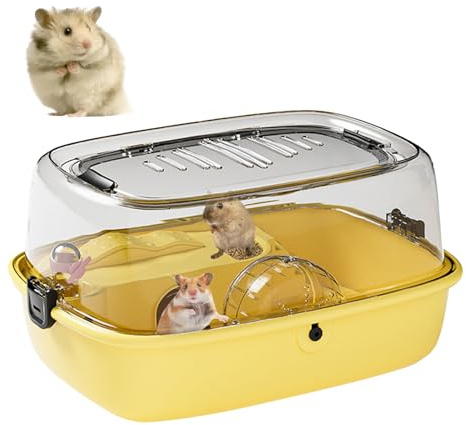 Cage à hamster pour hamster syrien 43 x 30 x 25 cm, grande cage à gerbille anti-fuite, avec roue silencieuse, transport portable et habitat domestique pour hamsters, souris et petits animaux