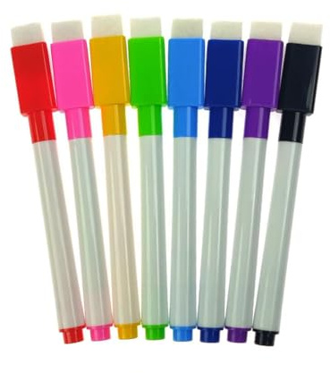 Xiedeai 8Pcs Marqueurs pour Tableau Blanc Effaçable à Sec Stylos Effaçables Stylos pour Tableau Magnétique Capuchon Effaceur Stylos Marqueurs pour École Fournitures de Bureau, (8 Couleurs)