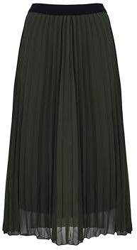 COTIDI Jupe plissé Longue mi-Longue pour Femme Taille élastique Made in Italy (Kaki)