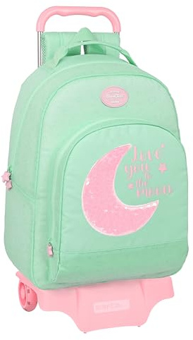 Safta BLACKFIT8 MOON - Mochila Escolar Grande con Carro 905, Tejido Reciclable, Ideal para Niños de Diferentes Edades, Cómoda y Versátil, Calidad y Resistencia, 32x15x42 cm, Color Verde