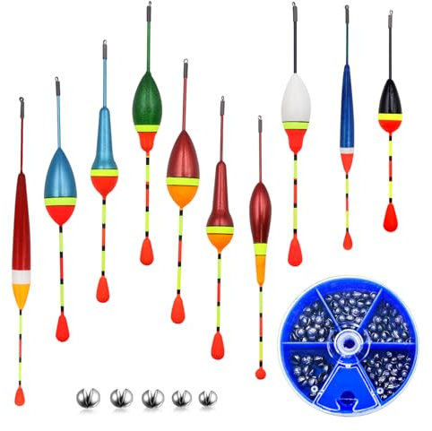 INNAL Posen Angeln Set 10 Angelposen Schwimmer Angeln Forelle Herausnehmbare Schwimmer Set Angeln Posenset als Angelzubehör und Schwimmerset mit 100 Bleischrot Angeln für Friedfisch Pose und Forellen