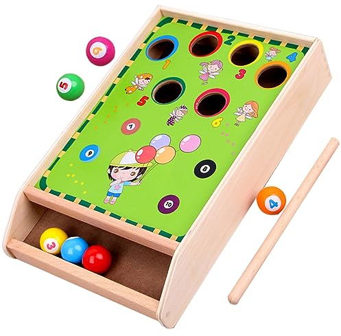 KOMBIUDA Billardtisch für Jungen und Mädchen Set mit Mini-billardtisch für Jungen und Mädchen Pool-familienparty-Spiel Pädagogisches Spielzeug Spielen
