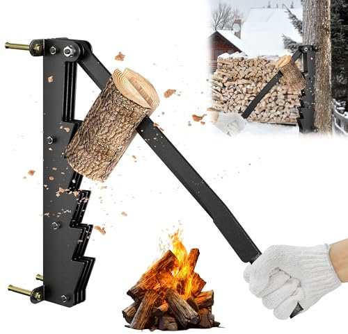 HENGMEI Spaccalegna manuale in ghisa, spaccalegna montato a parete, per legno, da ardere, spaccalegna a mano, coltello con manico lungo