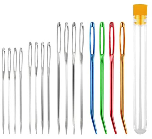iCovalescent 16 Pcs Large-Eye Needles, Tapestry Needle, Darning Needle, Crochet Needles, Wool Needles for Sewing Up Knitting for Crochet DIY Crafts