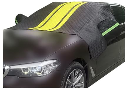 CGEAMDY Frontscheibenabdeckung Auto Eisschutzfolie Scheibenabdeckung, Auto Scheibenabdeckung Winterschutz Abnehmbare, Abnehmbare Windschutzscheibe Abdeckung Universal Personenkraftwagen(Schwarz Gelb)