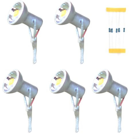 Aprilsunnyzone Lot de 5 projecteurs LED HO Scale modèle Limelight Lampadaires de rue, ensemble de réverbères d'aire de jeux, modèle de projecteur LED pour paysage miniature (argenté)