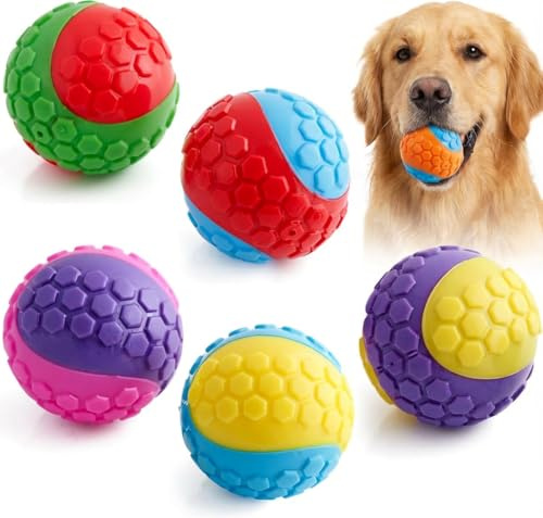 Pets & Play Squeaky Dog Ball 6 Pack | Upgraded Durable Dog Balls | Strong & Sturdy | Bouncy Rubber Dog Toys for Training & Boredom | Chew Dog Ball Multipack | Birthday Present Gift | Small Medium Dogs