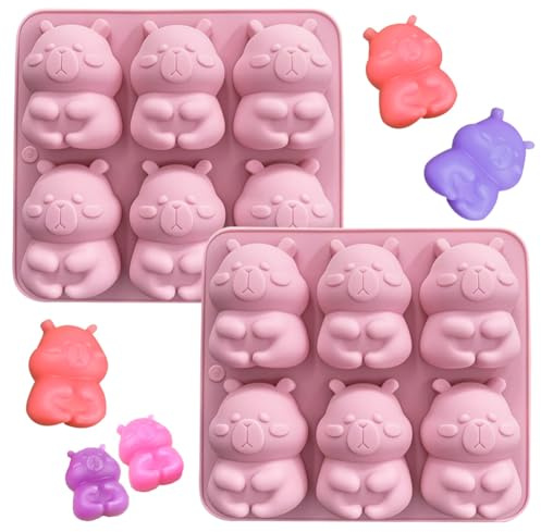 MEZHEN Moules en Silicone Capybara Moulle Silicone Capybara Moules à Gâteaux 3D Moules à Pâtisserie Moule de Cuisson Chocolats Maison Pralines Gaufres Savon Noël 2 Pièces