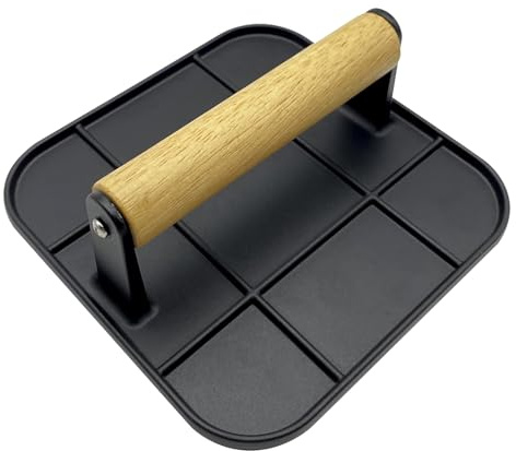 Burger Press - 6,3 Pollici di Carne Rotonda Pesante per Riscaldamento con Base Piatta, Manico Anti-Scivolamento Anti-scalding | Burger in Ghisa Smasher per, Barbecue All'aperto,