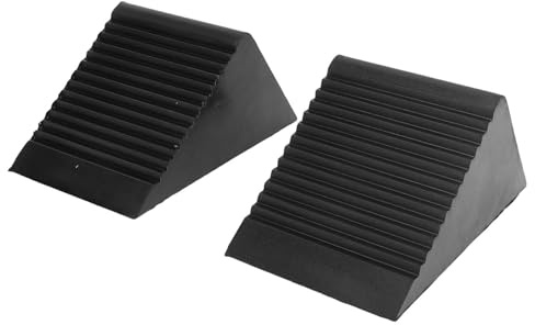 Ausla Cuñas de Goma de Alta Resistencia para Ruedas, 2 Paquetes, Superficie Estriada Antideslizante con Asas Ergonómicas para RV, Camión, Remolque, Coche, ATV.