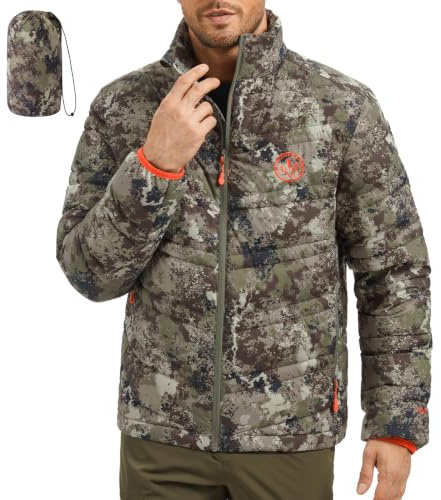 BASSDASH Men’s Puffy Down Jacket 700FP Packable Water Resistant Puffer Insulated Warm Coat for Hunting Fishing Hiking FS49M