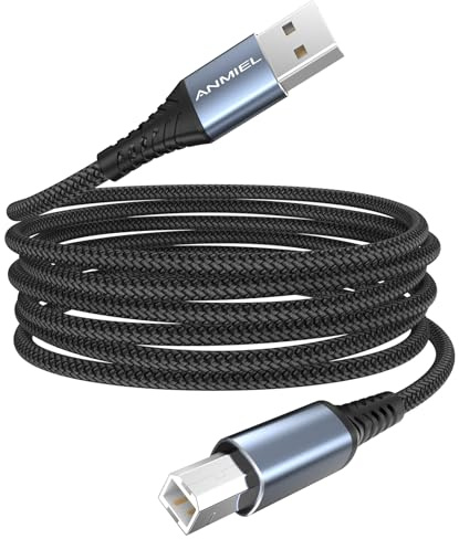 Druckerkabel 3 m,USB-Druckerkabel mit Nylonummantelung 2.0 Typ A Stecker auf B Stecker Kabel Scannerkabel High Speed Kompatibel mit HP,Canon,Dell,Epson,Lexmark,Xerox,Samsung und weiteren