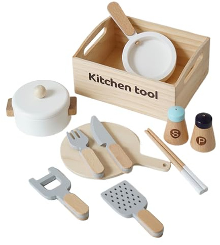 Spielküchenspielzeug Aus Holz, Fördert Kreativität Und Fantasie, 1 Set, Kinderküchenspielzeug, Realistisches Rollenspielspielzeug, Sicher Und Unterhaltsam, Für Jungén, Mädchen Ab 3 Jahren