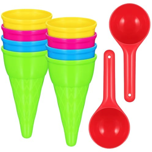 Ensemble de Moules à Sable Crème Glacée,10 Pcs Jouets De Plage pour Enfants