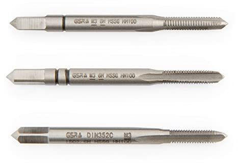 PROFI Gewindebohrer M3 Satz HSSG 3 teilig, Gewindeschneider | Vor-, Mittel- und Fertigschneider | Handgewindebohrer Satz Metrisch M3…