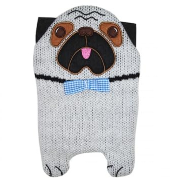 Hugo Frosch Öko-Wärmflasche Kinder 0,8l – Made in Germany – mit weichem Tierbezug Mops Beige – kleine, auslaufsichere & geruchsneutrale Bettflasche – formstabil & mit waschbarem Bezug