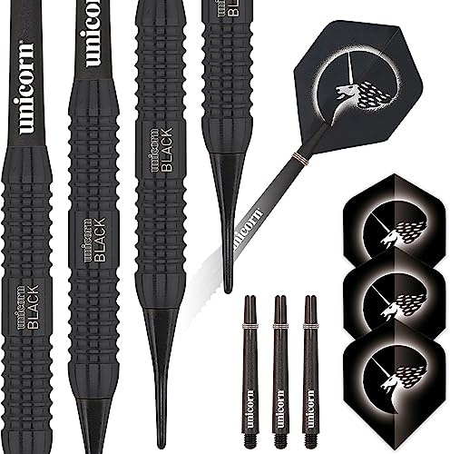 Unicorn Soft Tip Darts Set | Core Plus | Brass Barrels with Black Coating | 19 g