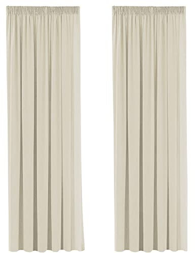 H.Versailtex Pencil Pleat Blackout Window Curtains for Room Darkening & Privacy Protected Decorative Window Treatments Drapery for Living Room - Beige, 90 Width x 72 Drop