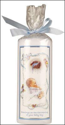 Christening Baptism Baby Boy Candle 6 Gift Wrapped