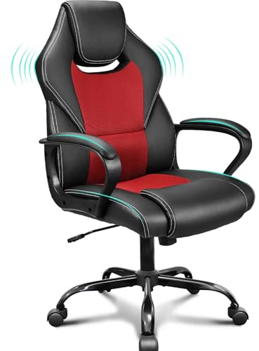 BASETBL Office Chair Executive Chair, High Back Racing Style Ergonomic Swivel Chair for Home Gaming Business, Lumbar Support PU Leather Adjustable Height Durable Comfy Chair Easy to Assemble (Red)