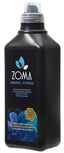 ZOMA PRIMUS CITRON Concime Liquido Universale Da 1 kg Con Alghe Brune, Biostimolatori ed Estratti Umici Aromatizzato Con Pura Citronella