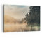 Wandbilder Dekoration Wohnzimmer Nebel See Wald Bilder auf Leinwand 120x80cm Leinwandbild mit Rahmen Schlafzimmer Küche Deko Wand Kunstdruck Art Groß XXL Wanddeko Bild Wall Decor Canvas AA120x80-4440