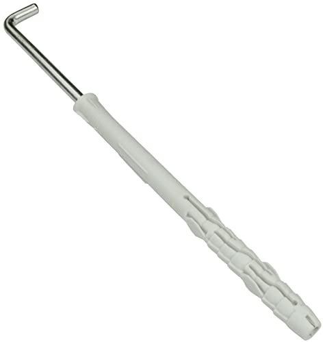 AERZETIX - C57625 - Set di 10 tasselli universali Ø10x140mm in plastica + 10 ganci tipo L a sospensione per avvitare Ø7x145mm in acciaio - per legno calcestruzzo mattoni pieni muratura