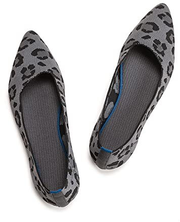 Frank Mully Ballerine a Punta lavorate a Maglia da Donna - Comode Ballerine Slip-on - Scarpe Classiche morbide, Blu, 36 EU