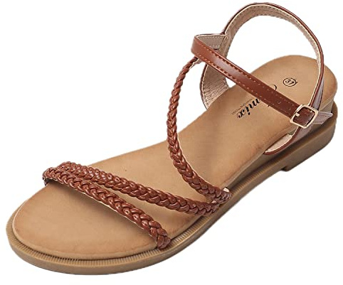 JOMIX Sandalias Mujer Verano Sandalias Cuña Mujer Comodas Sandalias Vestir Mujer con Cinta Trenzada