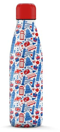 The Steel Bottle - Bottiglia termica in Acciaio Inox, Isolamento sottovuoto a doppia parete, Capacità 500 ml, Chiusura Ermetica, borraccia portatile (City - London)