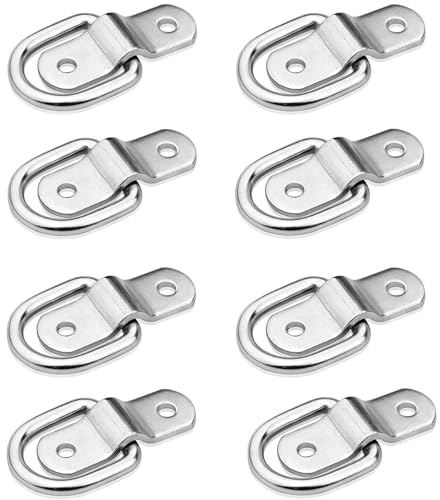 Greluma 8 Piezas Anclajes de Amarre de Alta Resistencia, Anillo de Amarre de Anclaje en D de Color Plateado para Cargas en remolques, Camiones, Casas rodantes, Furgonetas, SUV, Barcos, etc