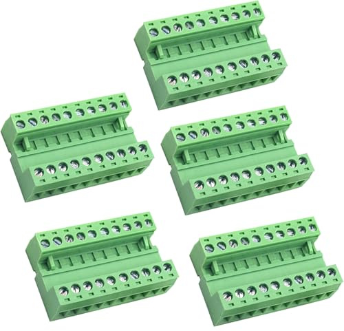 DaFuRui 5pairs 10 Pin 5.08mm Pitch PCB Mount Screw，5Pcs 10 Pin Phoenix Type Connector PCB Mount Screw Terminal Block Connector with 5Pcs 10Pin Plug