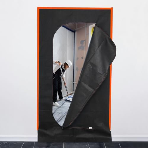 Housse de porte anti-poussière à fermeture éclair, taille 220 cm x 110 cm, feuille de fermeture éclair robuste pour décoration et peinture avec double tirette en polypropylène épais pour porte de