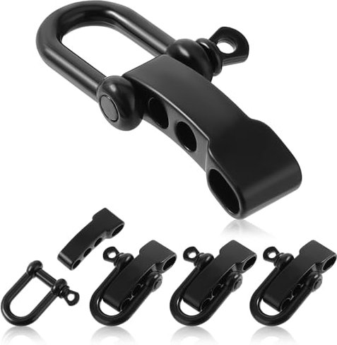 Tucnoeu Lot de 4 fermoirs paracorde - Accessoires manille en acier inoxydable - Boucle réglable pour bracelet - Noir, Noir , M