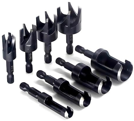8 Pcs Frese per Tappi in Legno, Set di Frese A Spina per Legno, in Acciaio Al Carbonio, Per Trapano, 6 mm, 10 mm, 13 mm, 16 mm