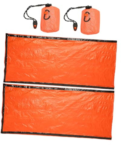 OHPHCALL 2pcs Lightweight Pe Aluminum Film Emergency Sleeping Bag with Drawstring Sack Portable Bivouac Sack for Adults and Moistureproof for Travel and Outdoor Survival