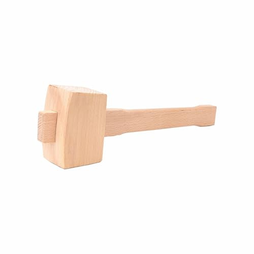 Mazo de madera de haya, alta dureza, mazo de carpintero profesional de cabeza cuadrada, resistencia al impacto para instalación de muebles, tallado de carpintería (25 x 4,8 cm)