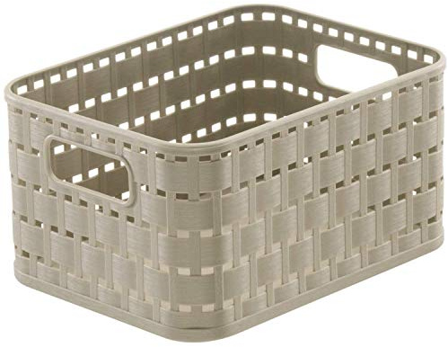 Rotho Country Aufbewahrungskorb 2l in Rattan-Optik, Kunststoff (PP) BPA-frei, cappuccino, A6/2l (18.3 x 13.7 x 9.8 cm)