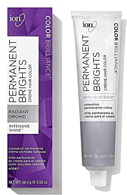 Ion Permanent Brights Creme Hair Color Radiant Orchid, Vegan, Cruelty Free, PPD Free, 100% Gray Coverage, Long Lasting, Fade Resistant Color, 2.05 oz