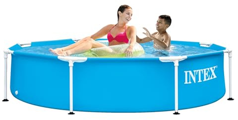 Intex 28205EH - Piscina circular con estructura de metal resistente al óxido y resistente al agua, con paredes laterales reforzadas (bomba no incluida)